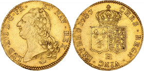 FRANCE / CAPÉTIENS - FRANCE / ROYAL
Louis XVI (1774-1792). Double louis d’or à la tête nue 1787, H, La Rochelle.
Dy.1706 - G.363 - Fr.474 ; Or - 15,21...