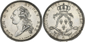 FRANCE / CAPÉTIENS - FRANCE / ROYAL
Louis XVI (1774-1792). Essai de l'écu par Droz ou écu de Calonne, tranche à trois viroles 1786 (postérieur), A, Pa...