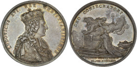 FRANCE / CAPÉTIENS - FRANCE / ROYAL
Louis XVI (1774-1792). Médaille pour le sacre à Reims le 11 juin 1775 par Duvivier 1775.
Sb.72b v. ; Argent - 36,3...