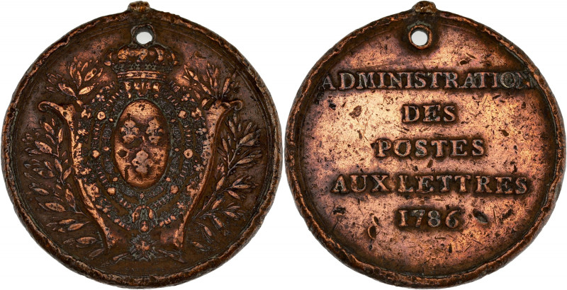 FRANCE / CAPÉTIENS - FRANCE / ROYAL
Louis XVI (1774-1792). Médaille de convoyeur...