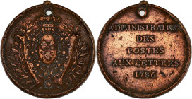 FRANCE / CAPÉTIENS - FRANCE / ROYAL
Louis XVI (1774-1792). Médaille de convoyeur de malle-poste, Administration des Postes et Lettres par Gatteaux 178...