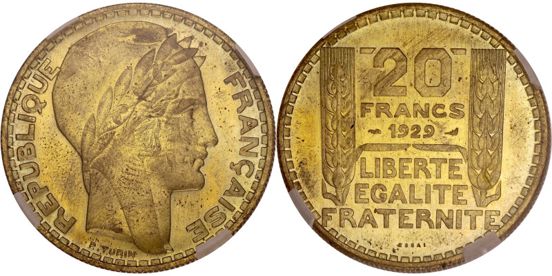 FRANCE
IIIe République (1870-1940). Essai de 20 francs Turin en cupro-aluminium ...