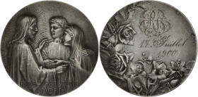 FRANCE
IIIe République (1870-1940). Médaille de mariage, FIDELI PERSTETIS AMORE par Vernon 1900.
Terisse.707 ; Argent - 29,59 g - 41 mm - 12 h
Poinçon...