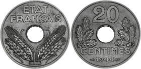 FRANCE
État Français (1940-1944). 20 centimes en fer 1944, Paris.
G.322 - F.154 ; Fer - 3,04 g - 24 mm - 6 h
Très belle qualité pour ce type. Superbe....