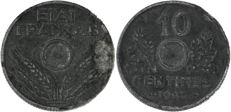 FRANCE
État Français (1940-1944). 10 centimes État Français, petit module, non t...