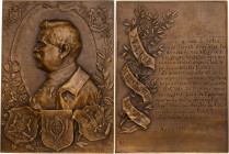 FRANCE
IIIe République (1870-1940). Plaque du Maréchal Joffre par Gilbault 1916, Paris.
Bronze - 130,58 g - 51 x 69 mm - 12 h
Poinçon corne BRONZE sur...