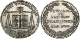 FRANCE
IIIe République (1870-1940). Jeton de notaires de l’arrondissement de Marennes ND.
F.183 ; Argent - 10,03 g - 27 mm - 12 h
Très rare jeton ! Po...