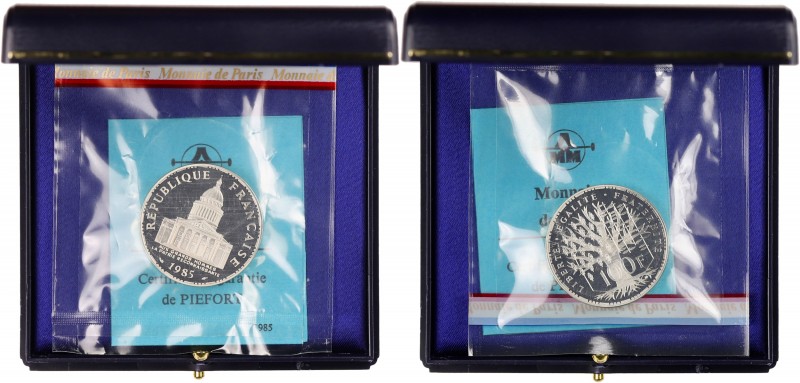 FRANCE
Ve République (1958 à nos jours). Piéfort de 100 francs Panthéon 1985, P...