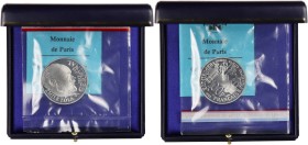 FRANCE
Ve République (1958 à nos jours). Piéfort de 100 francs Emile Zola 1985, Pessac.
GEM.234.P1 ; Argent - 30 g - 31 mm - 6 h
Dans son coffret d...