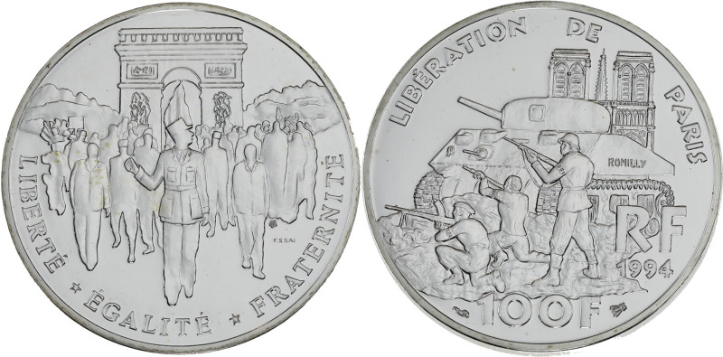 FRANCE
Ve République (1958 à nos jours). Essai de 100 francs Libération de Paris...