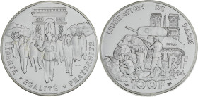 FRANCE
Ve République (1958 à nos jours). Essai de 100 francs Libération de Paris 1994.
G.935 - F.462 ; Argent - 15 g - 31 mm - 6 h
Sous capsule d’orig...