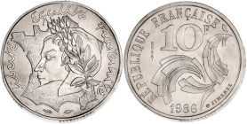 FRANCE
Ve République (1958 à nos jours). Essai de 10 francs Jimenez 1986.
G.824 - F.373 ; Nickel - 6,5 g - 21 mm - 6 h
Sous scellé d’origine. Fleur de...