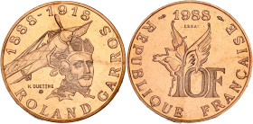FRANCE
Ve République (1958 à nos jours). Essai de 10 francs Roland Garros 1988.
G.821 - F.372 ; Cupro-nickel aluminium - 10 g - 26 mm - 6 h
Sous scell...