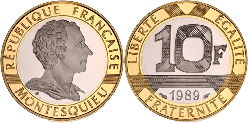 FRANCE
Ve République (1958 à nos jours). Épreuve de 10 francs Montesquieu en or ...