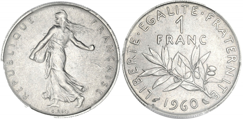 FRANCE
Ve République (1958 à nos jours). 1 franc Semeuse, grand 0 1960.
G.474 - ...