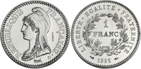 FRANCE
Ve République (1958 à nos jours). Essai de 1 franc République 1992.
G.478 - F.229 ; Nickel - 6 g - 24 mm - 6 h
Sous capsule d’origine. Fleur de...