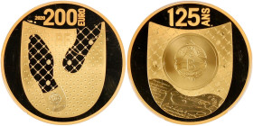 FRANCE
Ve République (1958 à nos jours). 200 euro Excellence à la Française - Berluti 2020.
Or - 31,1 g - 37 mm - 12 h
PCGS PR69DCAM (43495439). 
Frap...