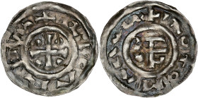 FRANCE / FÉODALES - FRANCE / FEUDAL
Normandie (duché de), Richard Ier (943-996). Denier ND, Rouen.
Dy.18 - Fécamp 3260-6041 ; Argent - 1,09 g - 20 mm ...