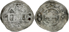 FRANCE / FÉODALES - FRANCE / FEUDAL
Normandie (duché de), Richard II et successeurs (996-1026). Denier aux quatre frontons ND, Rouen.
Dy.31 - PA.VI/12...