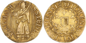 FRANCE / FÉODALES - FRANCE / FEUDAL
Metz (ville de). Florin d’or ND (XVIe s.), Metz.
Bd.1657 - Fr.164 ; Or - 3,21 g - 23 mm - 12 h
De belle frappe et ...