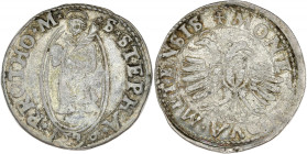 FRANCE / FÉODALES - FRANCE / FEUDAL
Metz (ville de). Teston 1590, Metz.
Bd.1671 - Coll. Robert 830 ; Argent - 9,13 g - 28,5 mm - 2 h
Patine grise. TTB...