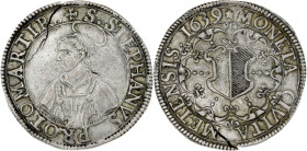 FRANCE / FÉODALES - FRANCE / FEUDAL
Metz (ville de). Thaler au Saint Étienne 1639, Metz.
Bd.1673 v. - coll. Robert 817 - Flon 17 - Dav.5583 ; Argent -...