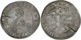 FRANCE / FÉODALES - FRANCE / FEUDAL
Metz (ville de). Thaler au Saint Étienne 1647, Metz.
Bd.1673 v. - coll. Robert 817 - Dav.5583 ; Argent - 28,69 g -...