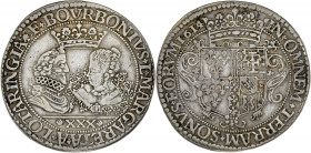 FRANCE / FÉODALES - FRANCE / FEUDAL
Château-Regnault, François de Bourbon et Louise-Marguerite de Lorraine (1605-1614). Thaler de XXX sols 1614, Châte...
