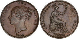 GRANDE-BRETAGNE - UNITED KINGDOM
Victoria (1837-1901). Penny 1844, Londres.
S.3948 ; Bronze - 18,96 g - 34 mm - 12 h
De minimes marques. Belle patine....