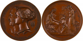 GRANDE-BRETAGNE - UNITED KINGDOM
Victoria (1837-1901). Médaille, prix de l’Exposition au Crystal Palace 1851, Londres.
Allen.A25 ; Bronze - 286 g - 77...