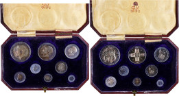 GRANDE-BRETAGNE - UNITED KINGDOM
Georges V (1910-1936). Coffret, SPECIMEN COINS, avec 8 monnaies en Argent 1911, Londres.
KM.811 à 818 ; Argent - 12 h...