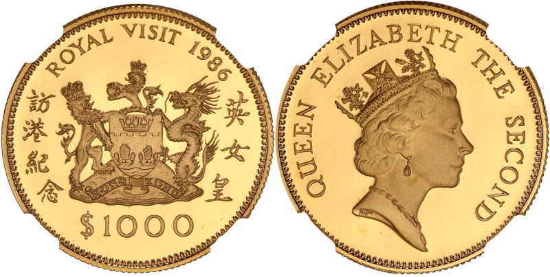 HONG KONG
Élisabeth II (1952-2022). 1000 dollars, visite de la Reine, Flan bruni...