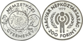 HONGRIE - HUNGARY
République populaire de Hongrie (1949-1989). 200 forint, Année internationale de l’enfant de 1979 (IYC), Flan bruni (PROOF) 1979, Bu...