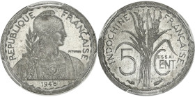 INDOCHINE - INDOCHINA
Gouvernement provisoire de la République française (1944-1946). Essai de 5 centimes 1946, Paris.
Lec.126 ; Aluminium - 18 mm - 6...