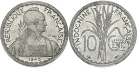 INDOCHINE - INDOCHINA
Gouvernement provisoire de la République française (1944-1946). Essai de 10 centimes 1945, Paris.
Lec.185 ; Aluminium - 23 mm - ...