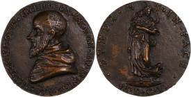 ITALIE - ITALY
Bologne. Médaille de l’Archevèque Alfonso Paoletti pour la reconstruction de l’église San Pietro de Bologne 1605.
Börner.1872 ; Bronze ...