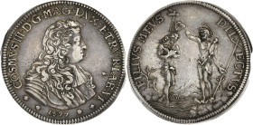 ITALIE - ITALY
Florence (Grand-duché de), Côme III de Médicis (1670-1723). Tallero 1677.
Dav.4209 ; Argent - 31,05 g - 44 mm - 6 h
Agréable exemplaire...