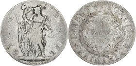 ITALIE - ITALY
Gaule subalpine (1800-1802). 5 francs An 9 (1801), Turin.
G.IT 4 - KM-C4 - Mont.9 - Dav.197 ; Argent - 24,60 g - 37 mm - 6 h
B.