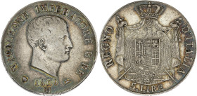 ITALIE - ITALY
Milan, royaume d’Italie, Napoléon Ier (1805-1814). 5 lire 1809, M, Milan.
KM.10.1 ; Argent - 24,91 g - 37 mm - 6 h
TB à TTB.