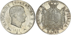 ITALIE - ITALY
Milan, royaume d’Italie, Napoléon Ier (1805-1814). 5 lire 1811, B, Bologne.
KM.10.3 ; Argent - 25,01 g - 37 mm - 6 h
TTB à Superbe.