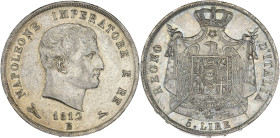 ITALIE - ITALY
Milan, royaume d’Italie, Napoléon Ier (1805-1814). 5 lire 1812, B, Bologne.
KM.10.9 ; Argent - 24,98 g - 37 mm - 6 h
Beau TTB.