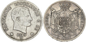 ITALIE - ITALY
Milan, royaume d’Italie, Napoléon Ier (1805-1814). 5 lire 1813, M, Milan.
KM.10.4 ; Argent - 24,58 g - 37 mm - 6 h
TB.