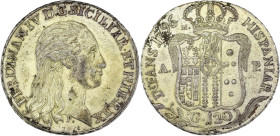 ITALIE - ITALY
Naples et Sicile, Ferdinand IV (1759-1816). 120 grana 1796.
KM.215 ; Argent - 27,60 g - 39 mm - 6 h
TTB.