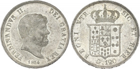 ITALIE - ITALY
Naples et Deux-Siciles, Ferdinand II (1830-1859). 120 grana 1854, Naples.
MIR.503 - M.788 - KM.370 ; Argent - 27,52 g - 36 mm - 6 h
Bel...