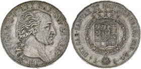 ITALIE - ITALY
Savoie-Sardaigne, Victor-Emmanuel Ier (1814-1821). 5 lire 1817, Tête d’aigle, Turin.
KM.113 ; Argent - 24,91 g - 37 mm - 6 h
Agréable e...