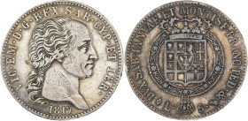 ITALIE - ITALY
Savoie-Sardaigne, Victor-Emmanuel Ier (1814-1821). 5 lire 1817, Tête d’aigle, Turin.
KM.113 ; Argent - 24,81 g - 37 mm - 6 h
TTB.