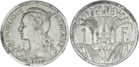 RÉUNION (ÎLE DE LA) - REUNION
IVe République (1947-1958). Essai-piéfort de 1 franc 1948, Paris.
Lec.51 ; Aluminium - 2,58 g - 23 mm - 12 h
Frappé à 10...