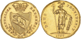 SUISSE - SWITZERLAND
Berne (canton de). Duplone 1797, Berne.
Fr.187 ; Or - 7,60 g - 23 mm - 6 h
Anciennement monté sinon TTB.