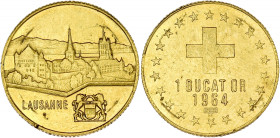 SUISSE - SWITZERLAND
République helvétique (1798-1803). 1 ducat or, Lausanne 1964.
Or - 3,52 g - 18,5 mm - 6 h
TTB.
