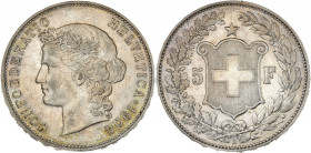 SUISSE - SWITZERLAND
Confédération Helvétique (1848 à nos jours). 5 francs 1904, B, Berne.
KM.34 ; Argent - 25,02 g - 37 mm - 6 h
Beau TTB.